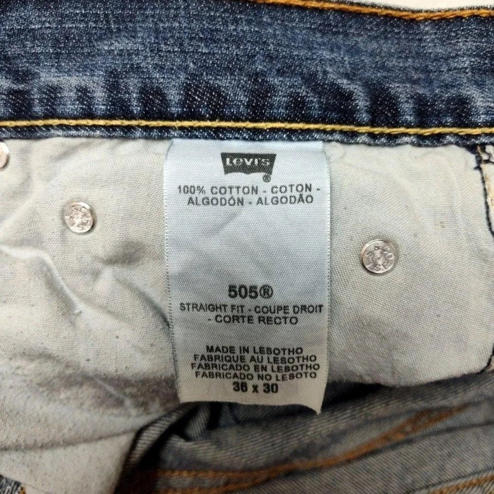 Levis 505‎ Jeans Mens 36x30 Blue Y2K Straight Medium Denim Regular Fit 5-Pocket